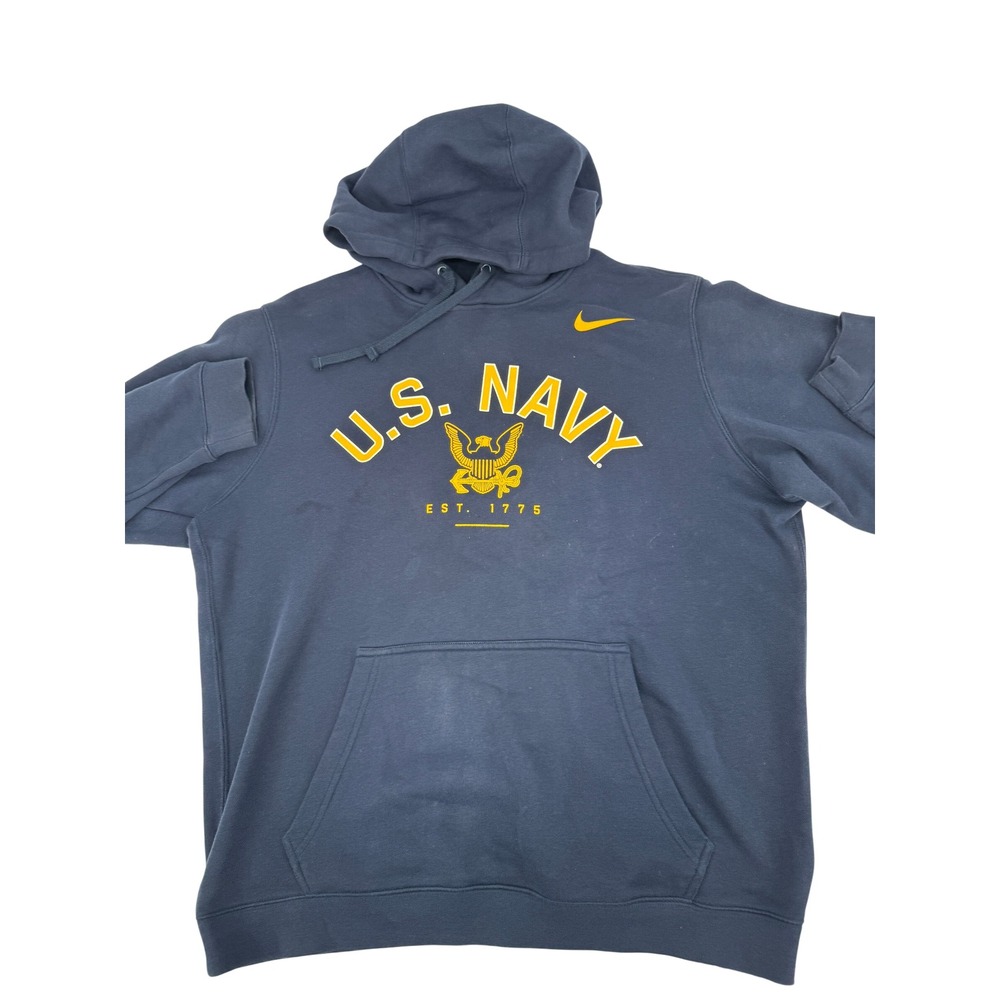 Nike US Navy Hoodie Mens Large Navy Blue Fleece Pullover M31777 Athletic Hooded